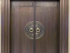 金铜韵定制铜门 家用金属入户对开门